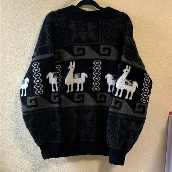 1980's Vintage Tejidos Rumiñahui Wool Alpaca Western Cardigan size XL